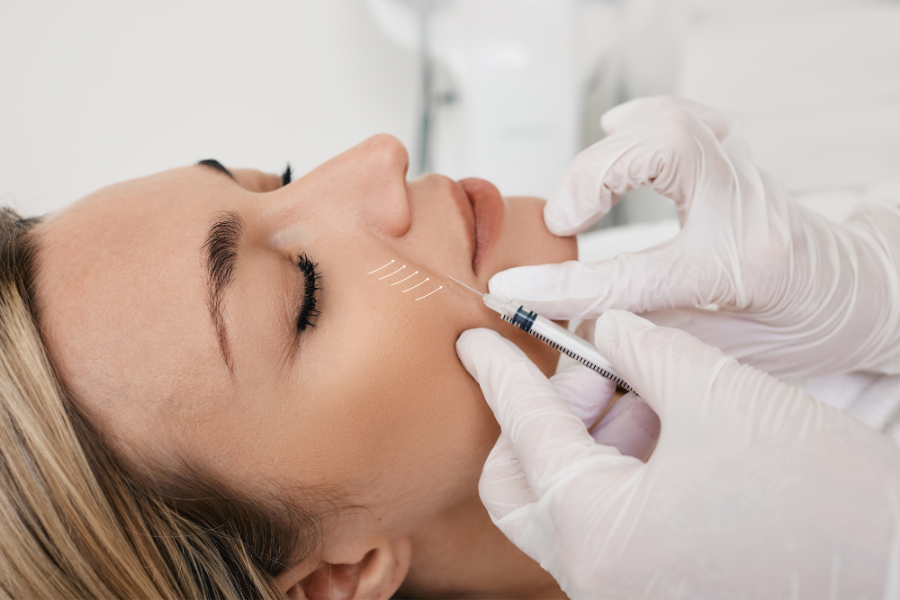 A split-screen image. On one side, a person's face showcases visible wrinkles and facial folds. The other side showcases a person with a smoother and more youthful appearance, subtly highlighting the effects of Sculptra.